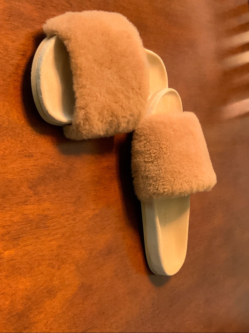 Jenni Kayne Plush Slide Sandals in Camel Tan